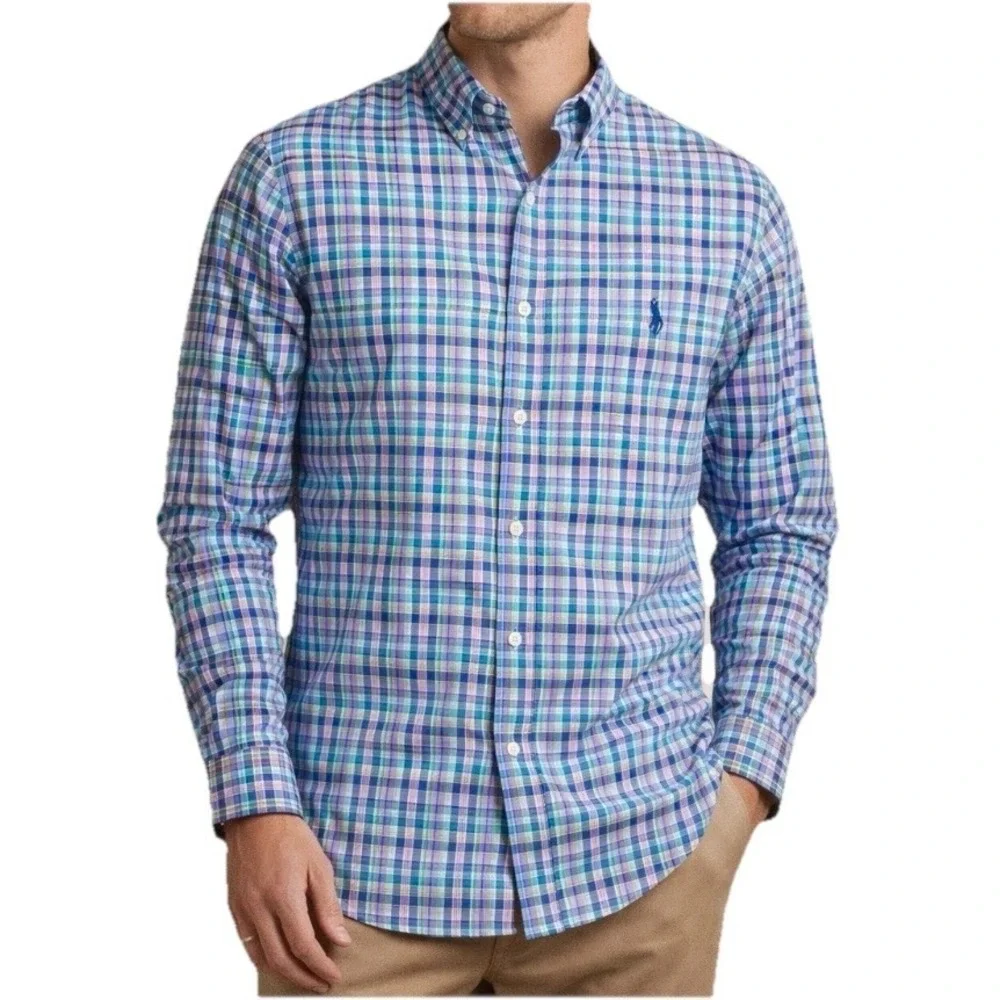 Polo Ralph Lauren Colorful Plaid‎ Twill Cotton Slim Fit Button Down Shirt XXL